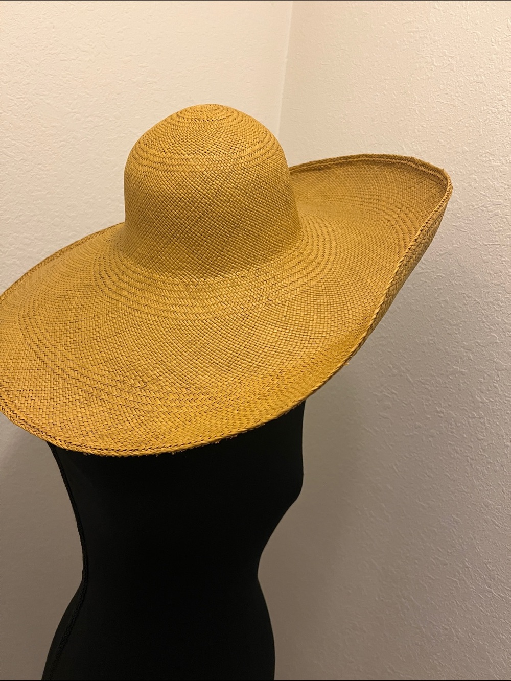 Wide Brim Straw Sun Hat in Mustard Yellow